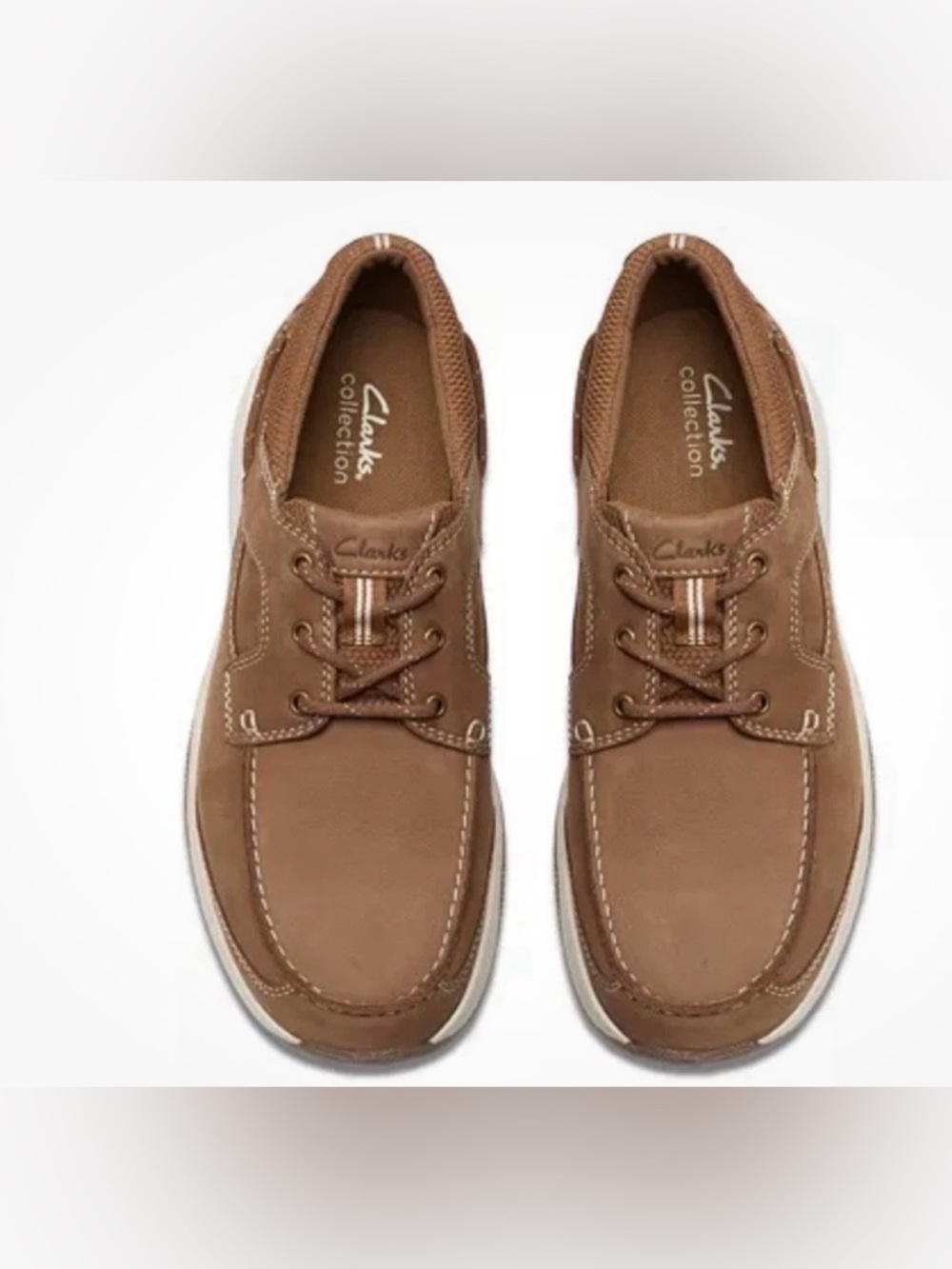 Clarks Men's Brown Leather Boat Shoes with Contrast Stitching